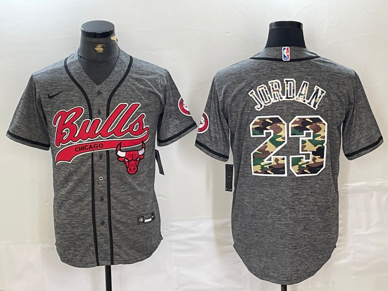 Men's Chicago Bulls Michael Jordan #23 Gray Replica Player Jersey