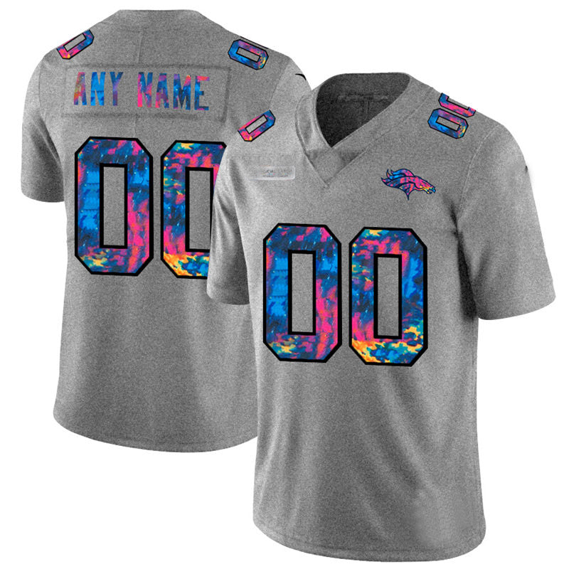 Custom1 Denver Broncos Multi-Color 2020 Crucial Catch Vapor Untouchable Limited Jersey1 Greyheather Stitched Jersey1 American Football Jerseys