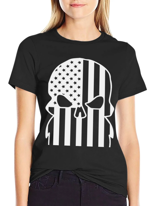 American Flag Punisher Skull Graphic T-Shirt