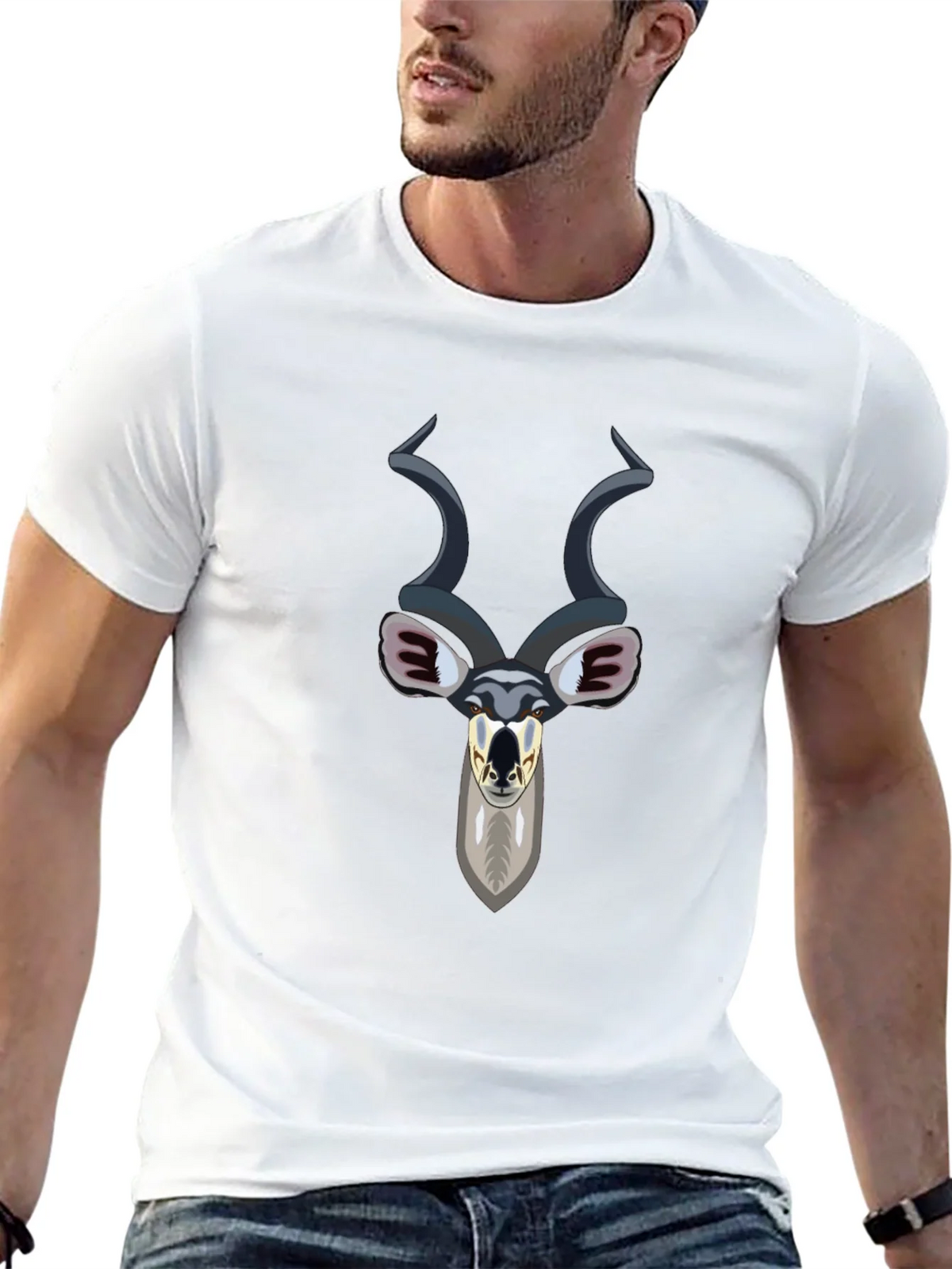 Kudu Head Graphic Tee - Black