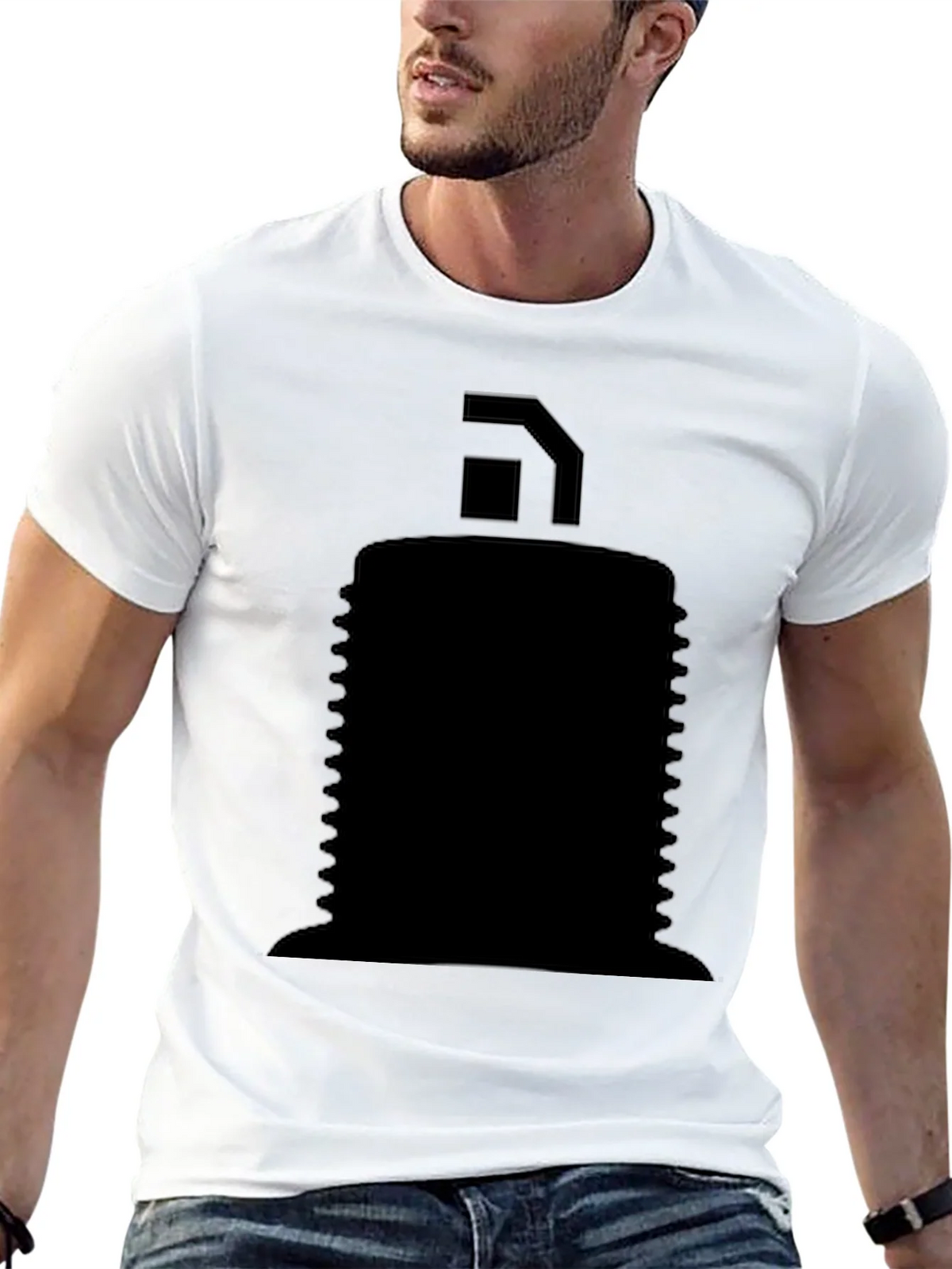 Mens Black Graphic T-Shirt - Abstract Design