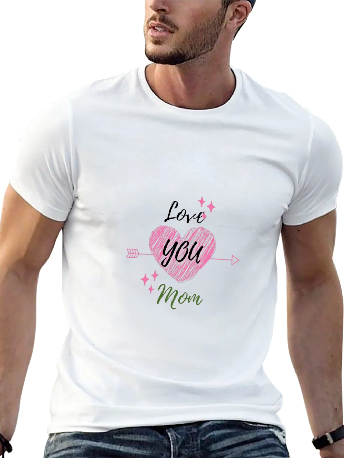 Love You Mom Black T-Shirt Cute Mothers Day Gift