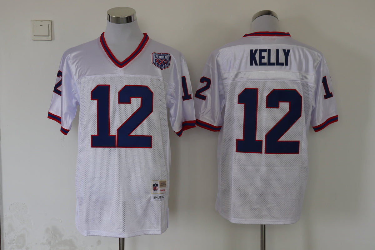 Men's Buffalo Bills Jim Kelly White Legacy Replica Player Jersey1