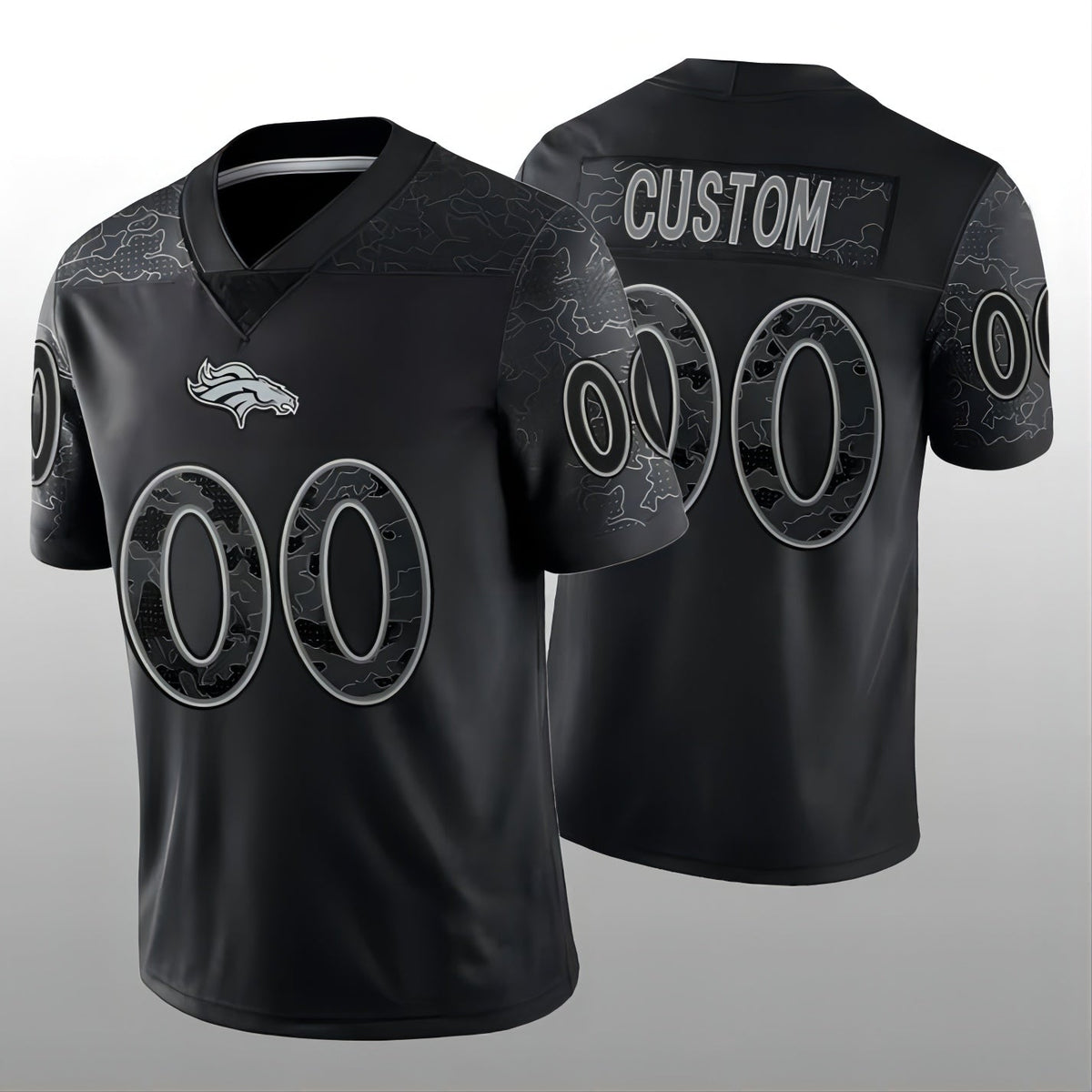 Custom1 Denver Broncos Black RFLCTV Limited Jersey1 Stitched Jersey1 American Football Jerseys