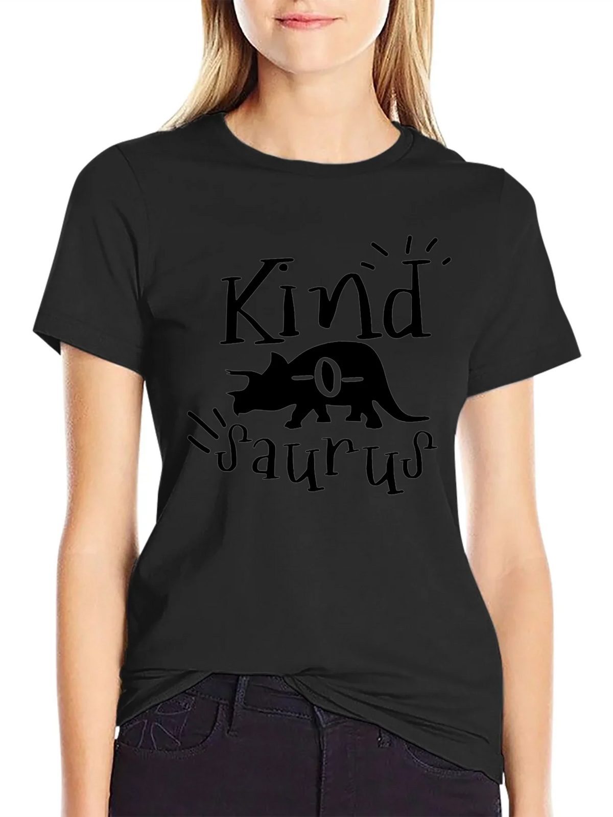 Kindasaurus Black Graphic Tee - Dinosaur Lovers T-Shirt