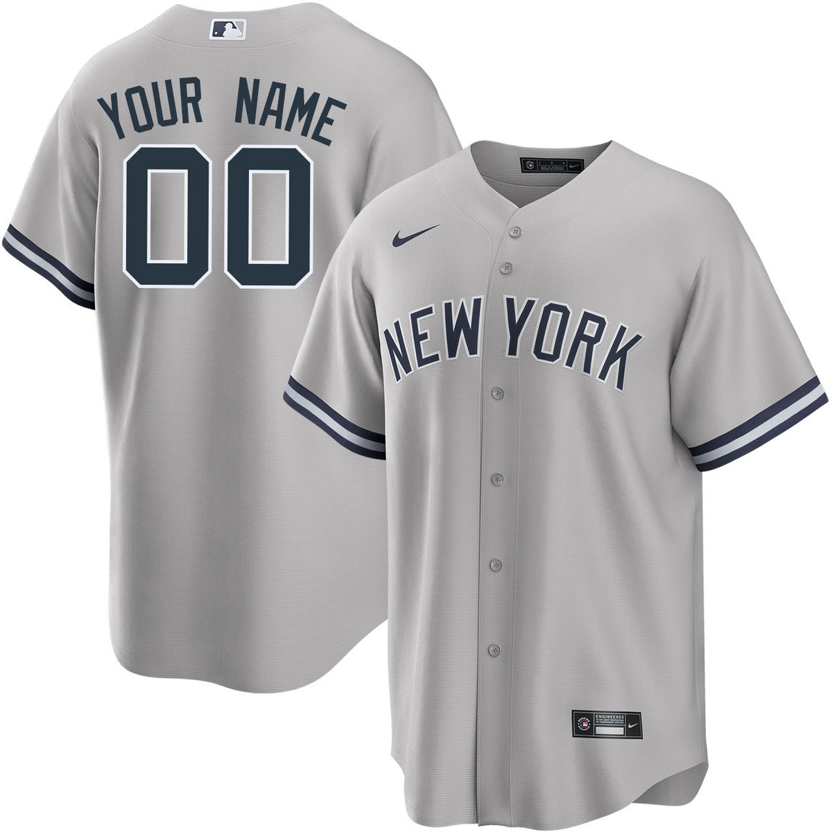 Men's New York Yankees Custom Grey Player Jersey1