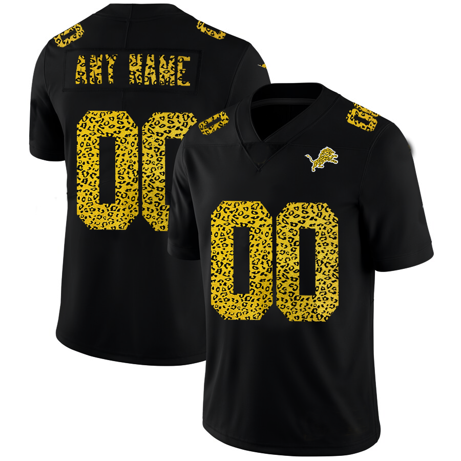 Custom1 Detroit Lions Leopard Print Fashion Vapor Limited Jersey1 Black Stitched American Football Jerseys