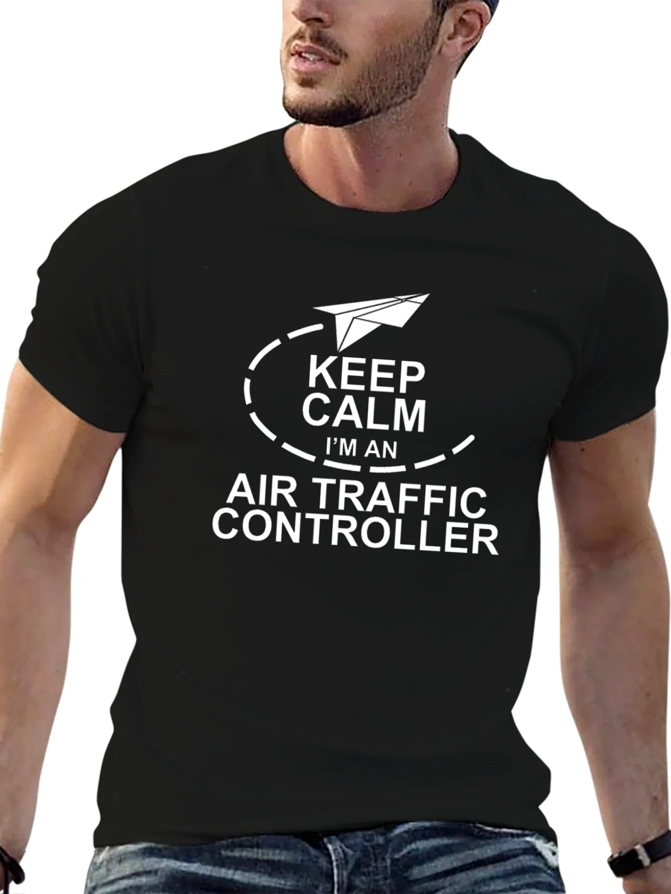 Keep Calm Air Traffic Controller Black T-Shirt