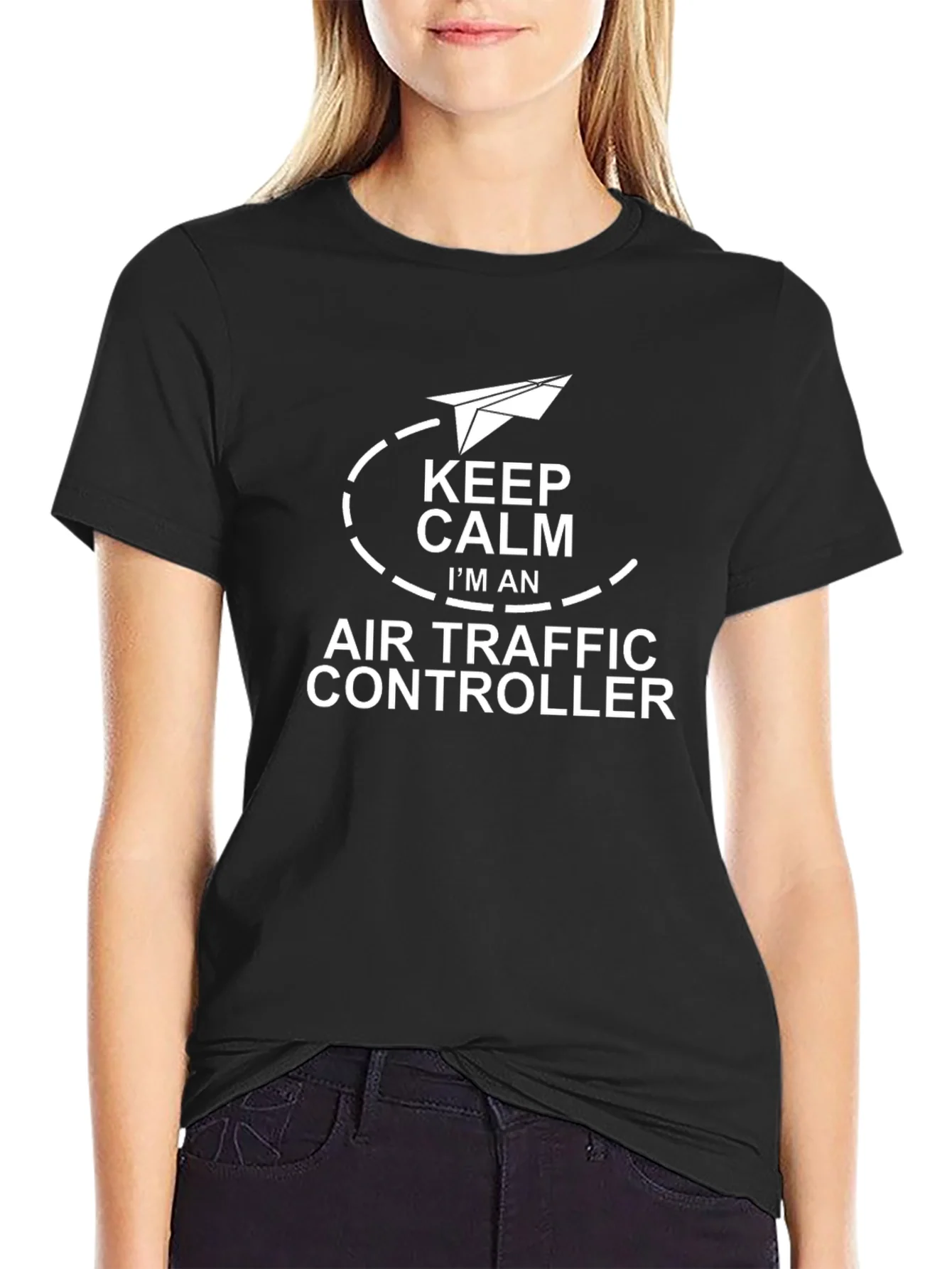 Keep Calm Air Traffic Controller Black T-Shirt