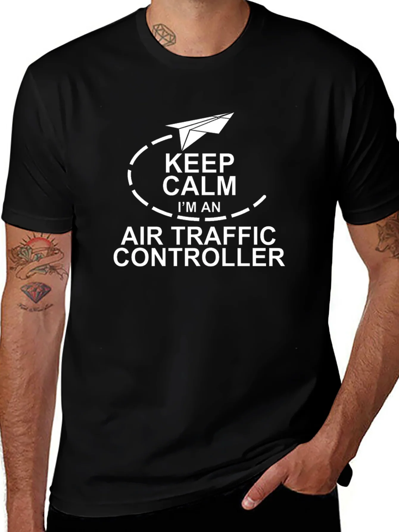 Keep Calm Air Traffic Controller Black T-Shirt