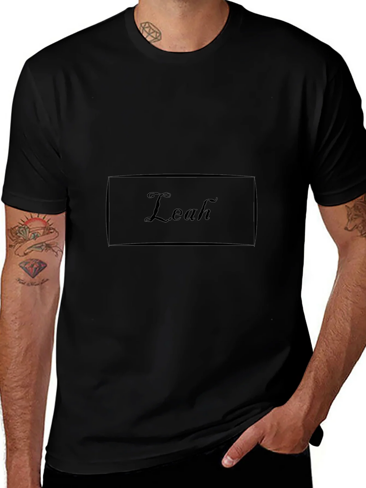 Personalized Leah Black Cotton T-Shirt