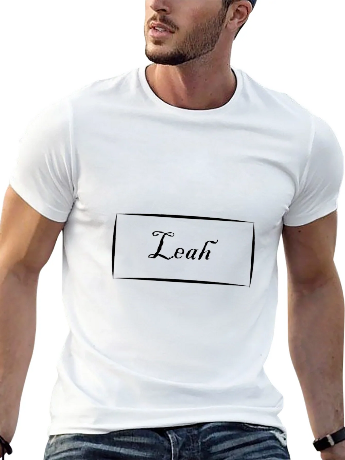 Personalized Leah Black Cotton T-Shirt