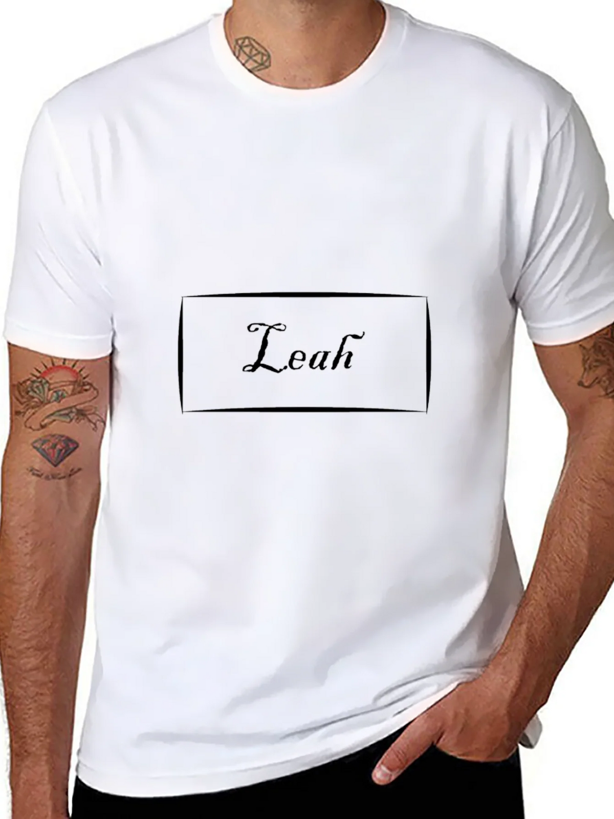 Personalized Leah Black Cotton T-Shirt