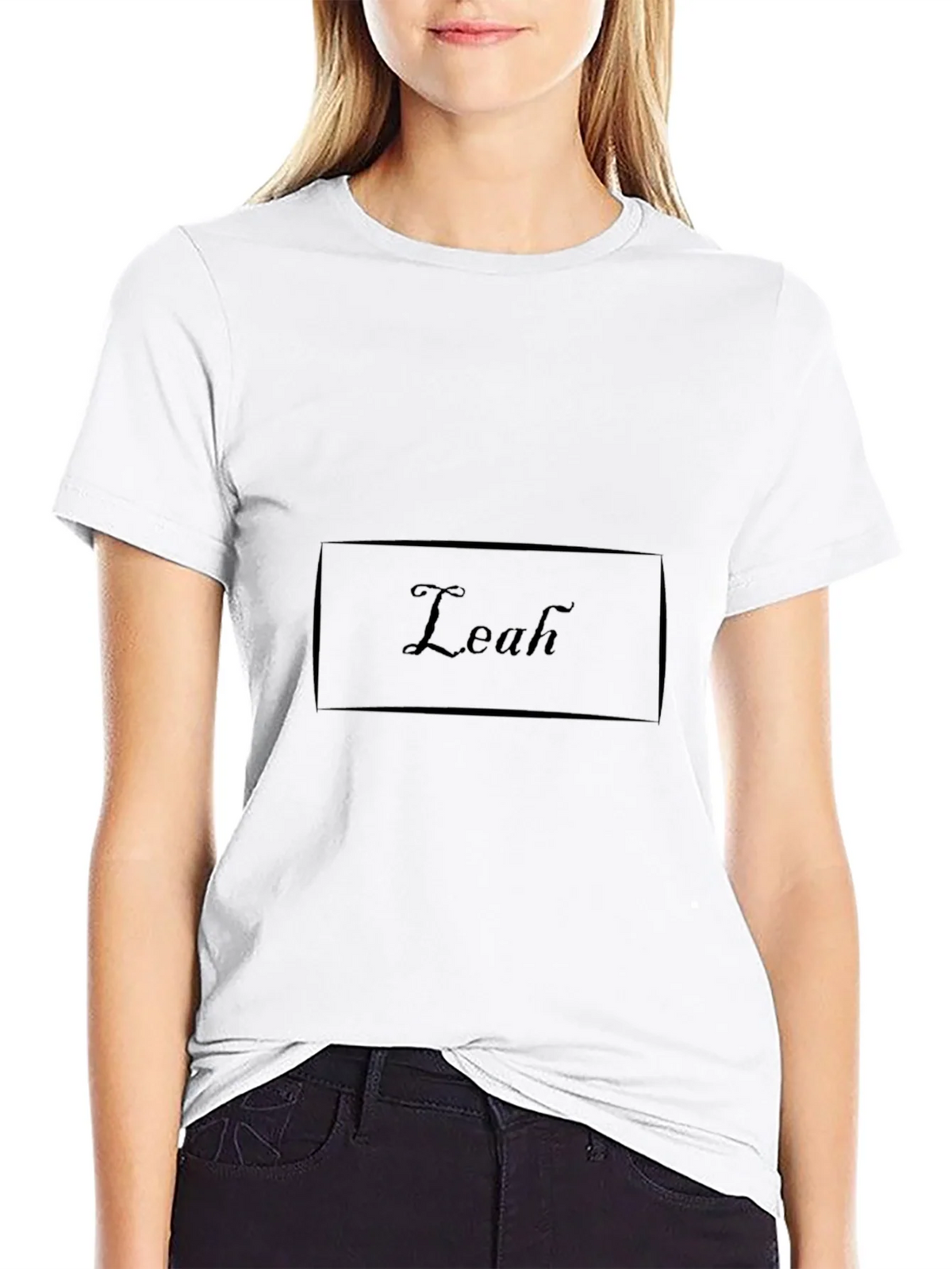 Personalized Leah Black Cotton T-Shirt