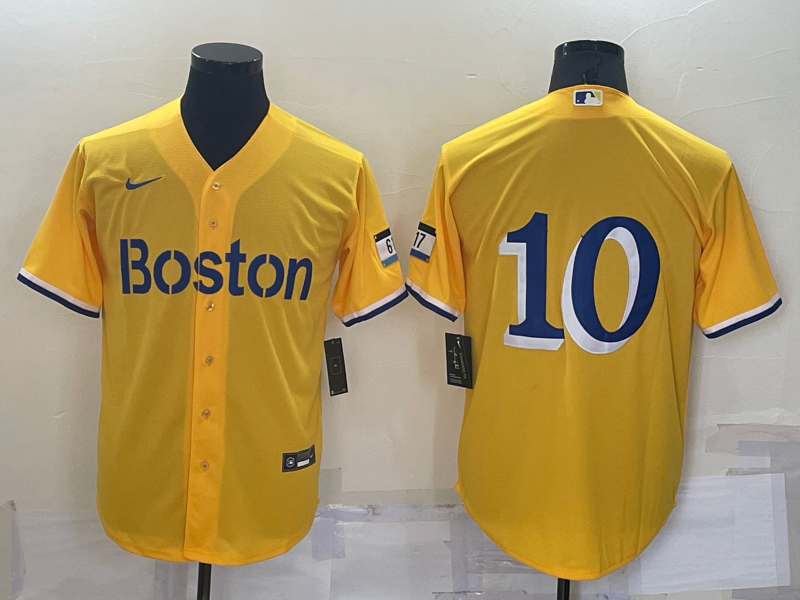 Men's Boston Red Sox Trevor Story #10 Gold City Connect Replica Player Jersey1