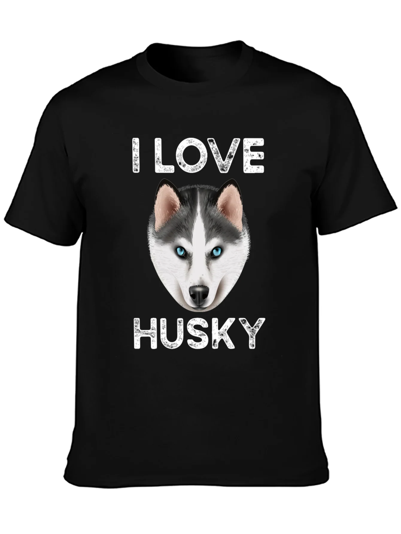 I Love Husky Graphic T-Shirt - Black