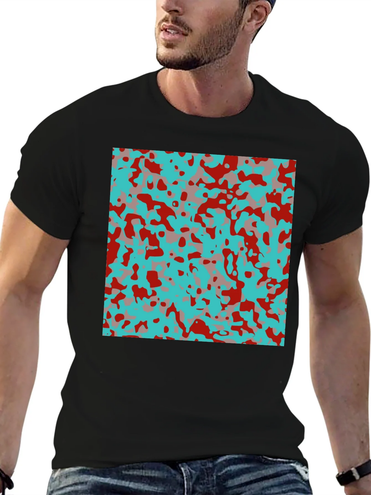 Urban Camo Print Black T-Shirt