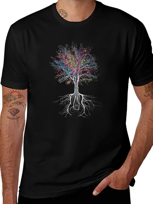 Colorful Tree of Life Black T-Shirt