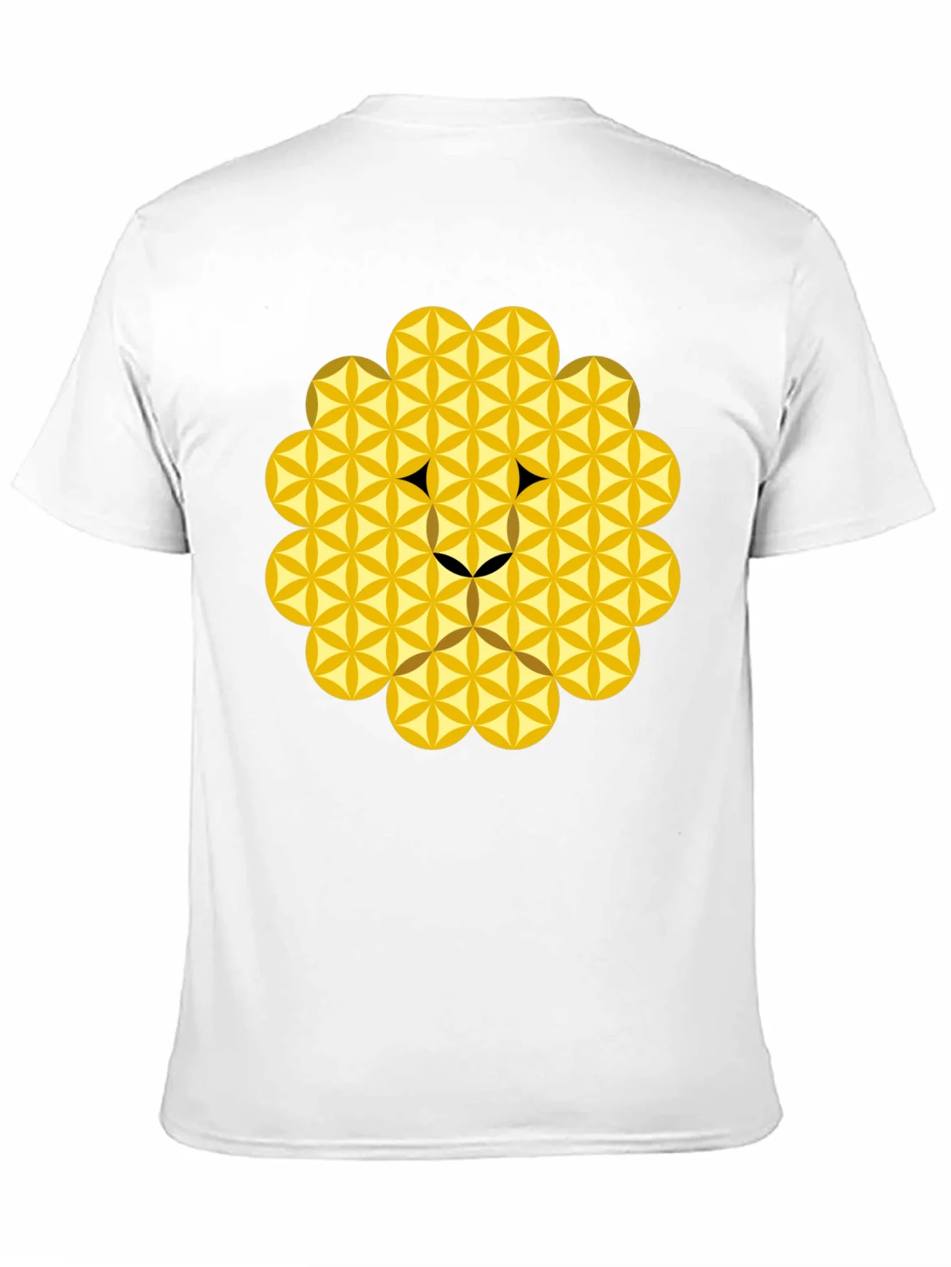 Geometric Flower of Life Lion Head Black T-Shirt
