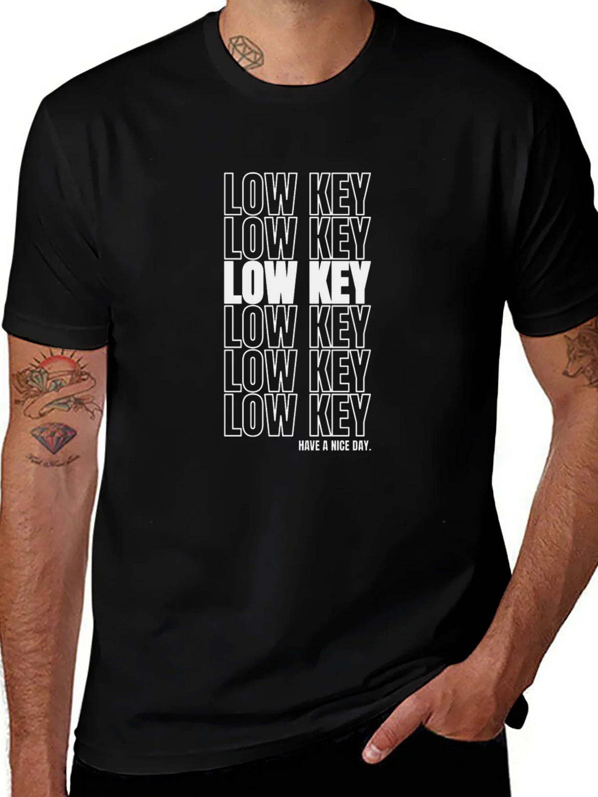 Low Key Graphic Print Black T-Shirt