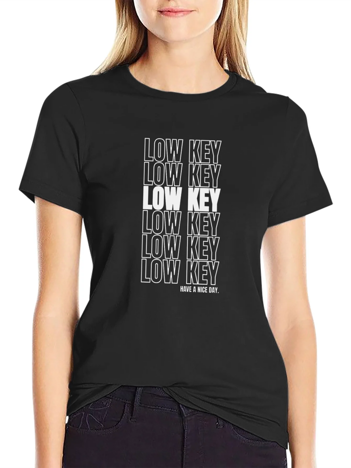 Low Key Graphic Print Black T-Shirt