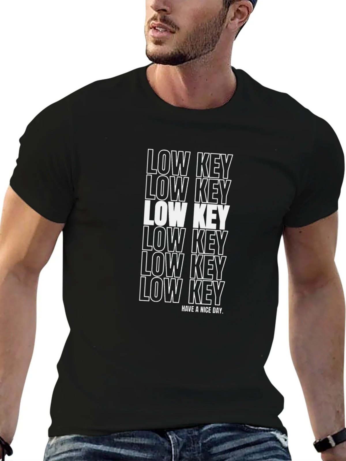 Low Key Graphic Print Black T-Shirt