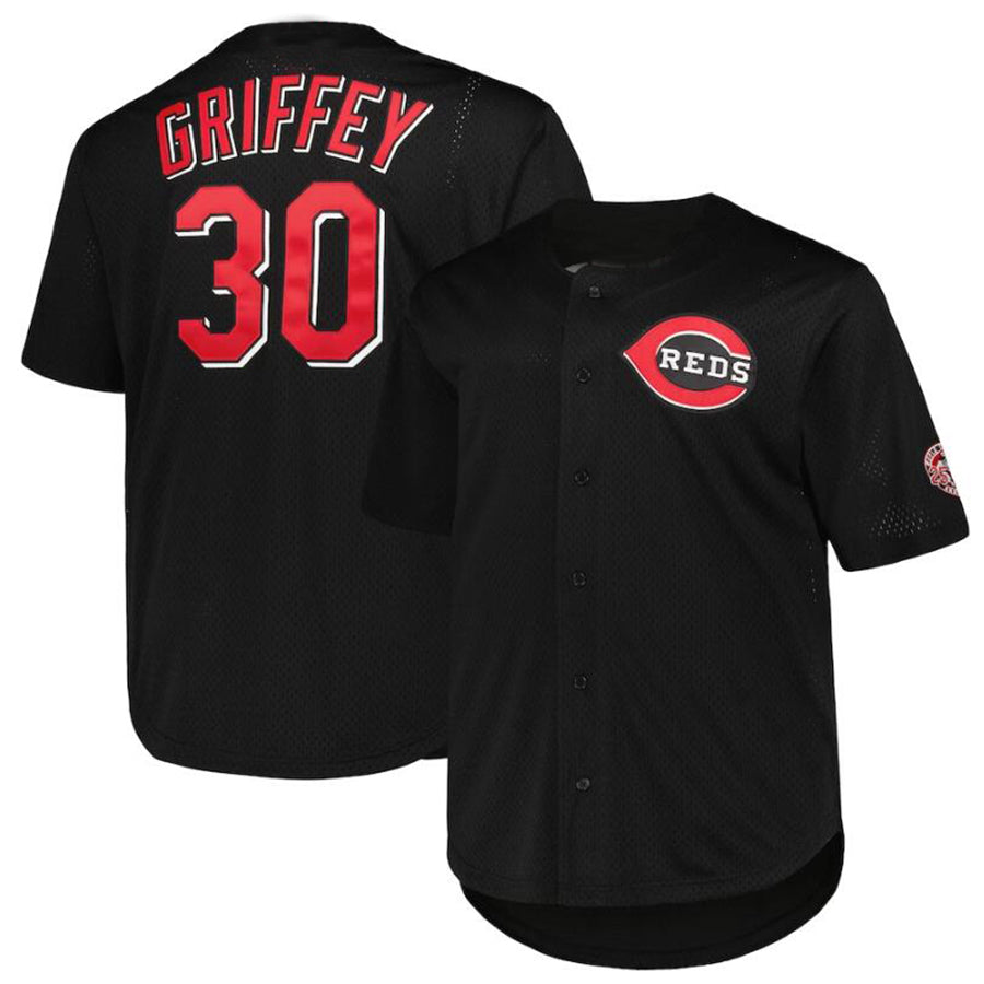 C.Reds #30 Ken Griffey Jr. Player  Black Big & Tall Cooperstown Collection Batting Practice Replica Baseball Jerseys