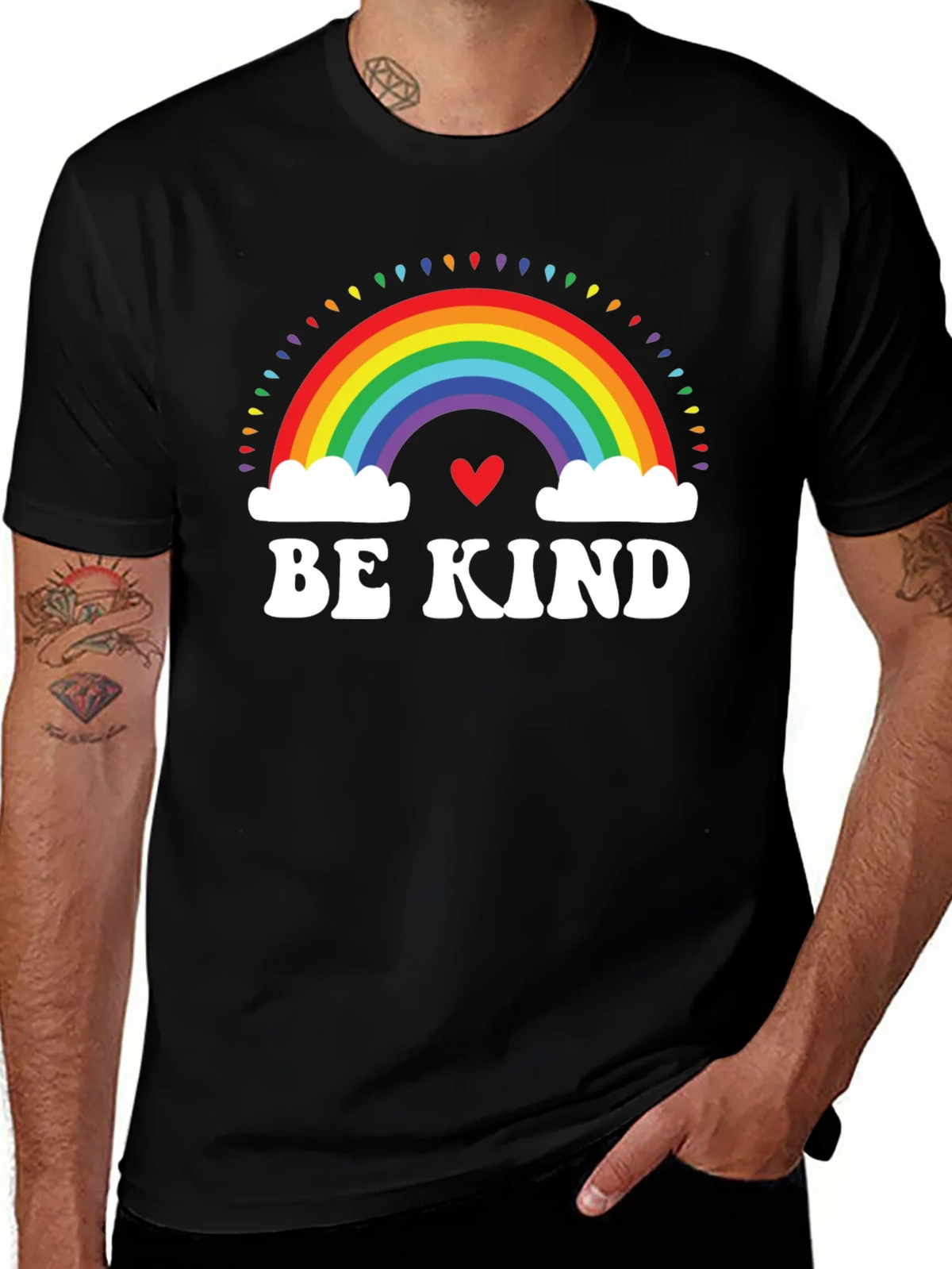 Be Kind Rainbow Heart Graphic Tee