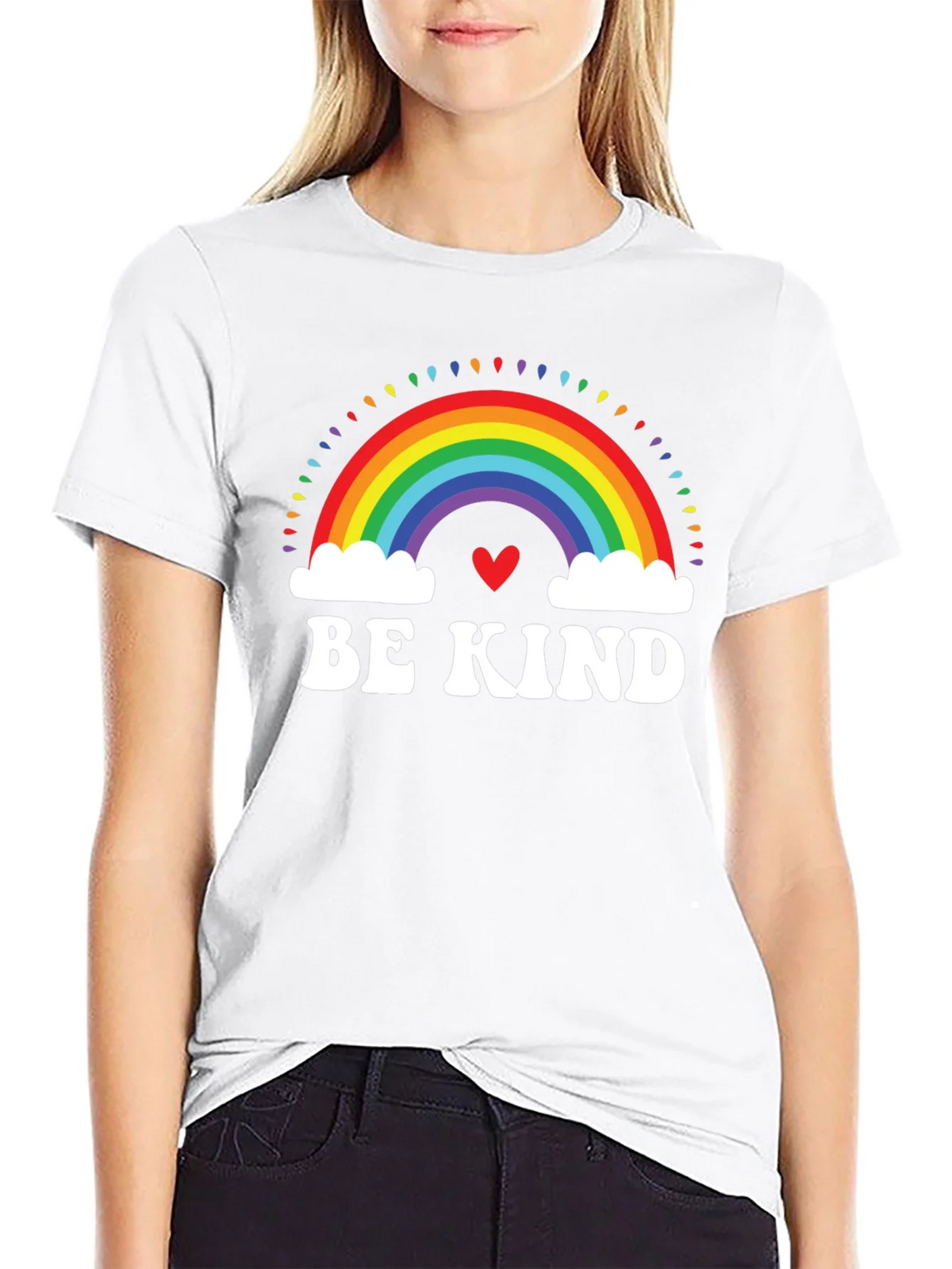 Be Kind Rainbow Heart Graphic Tee