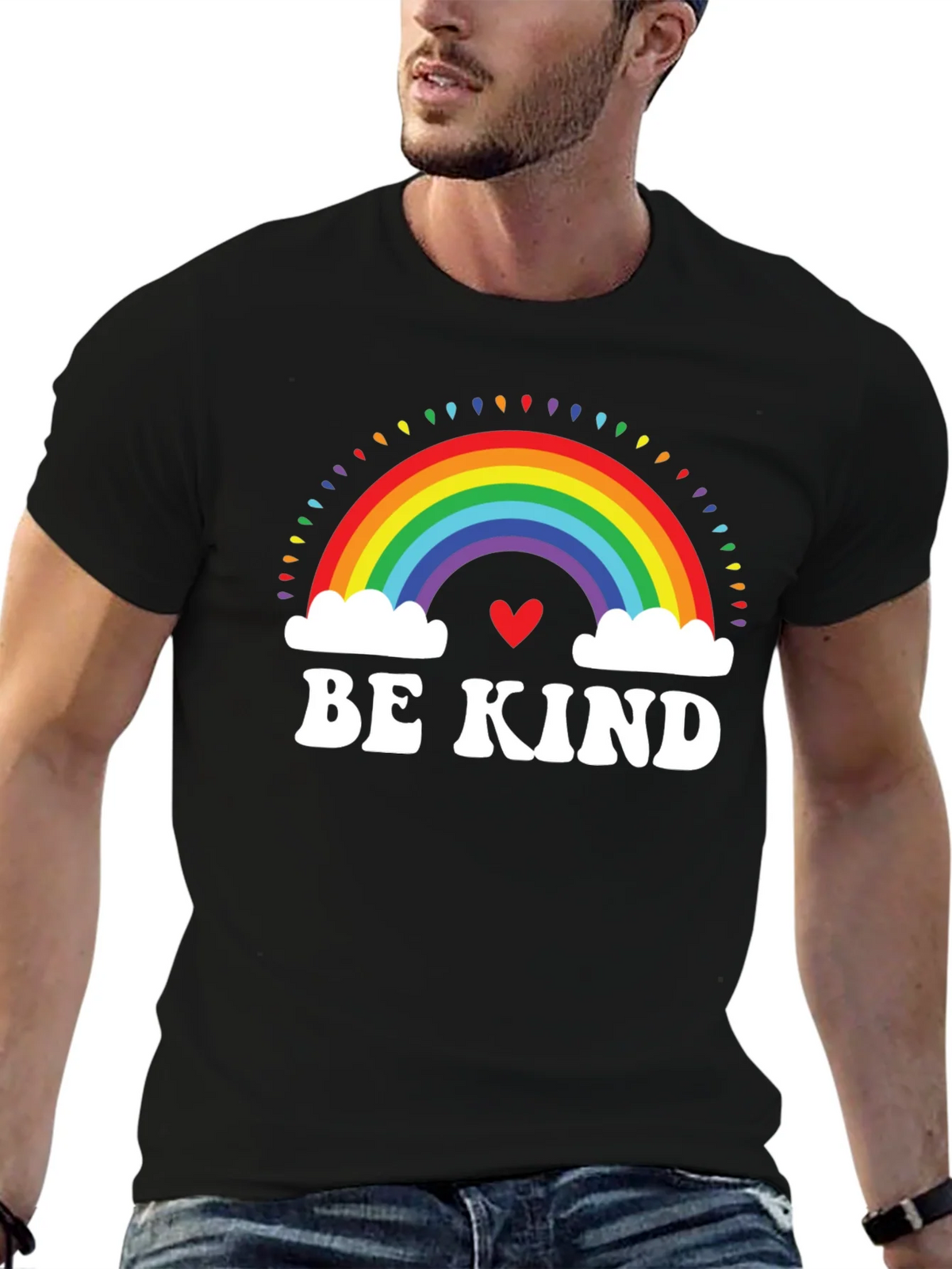 Be Kind Rainbow Heart Graphic Tee