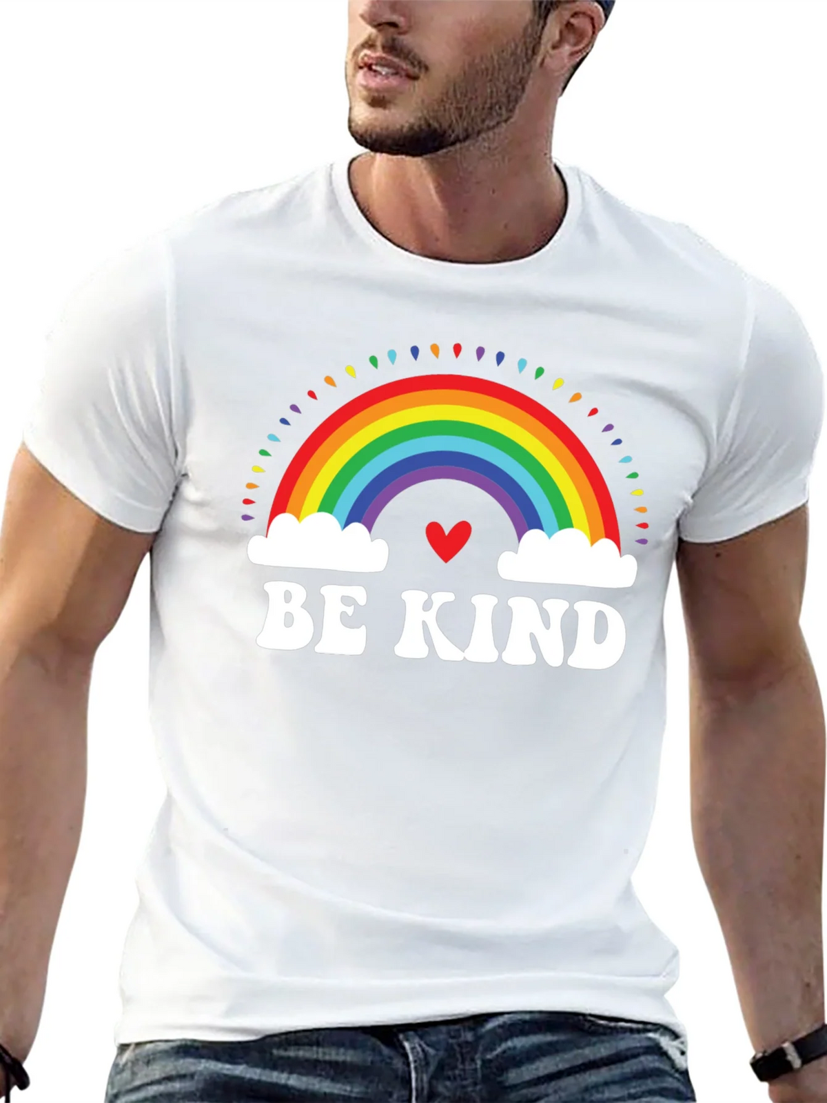 Be Kind Rainbow Heart Graphic Tee