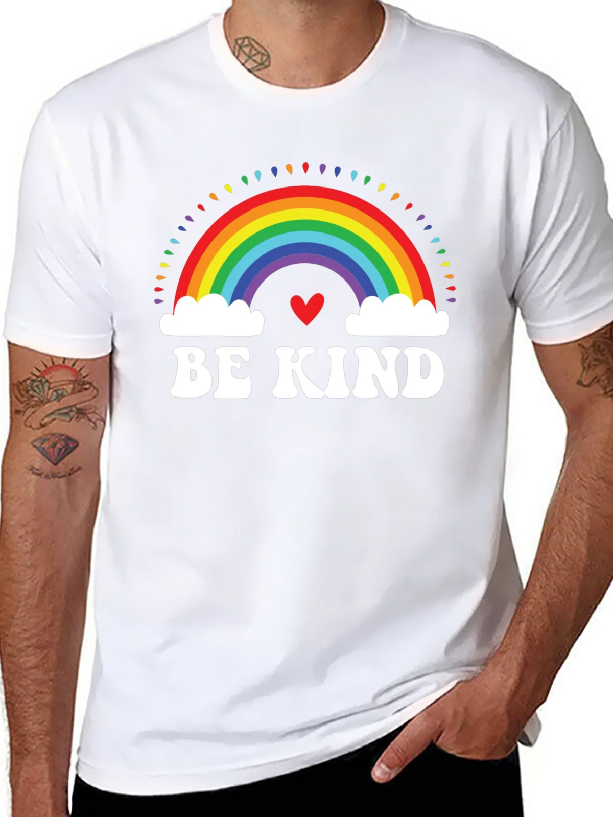 Be Kind Rainbow Heart Graphic Tee