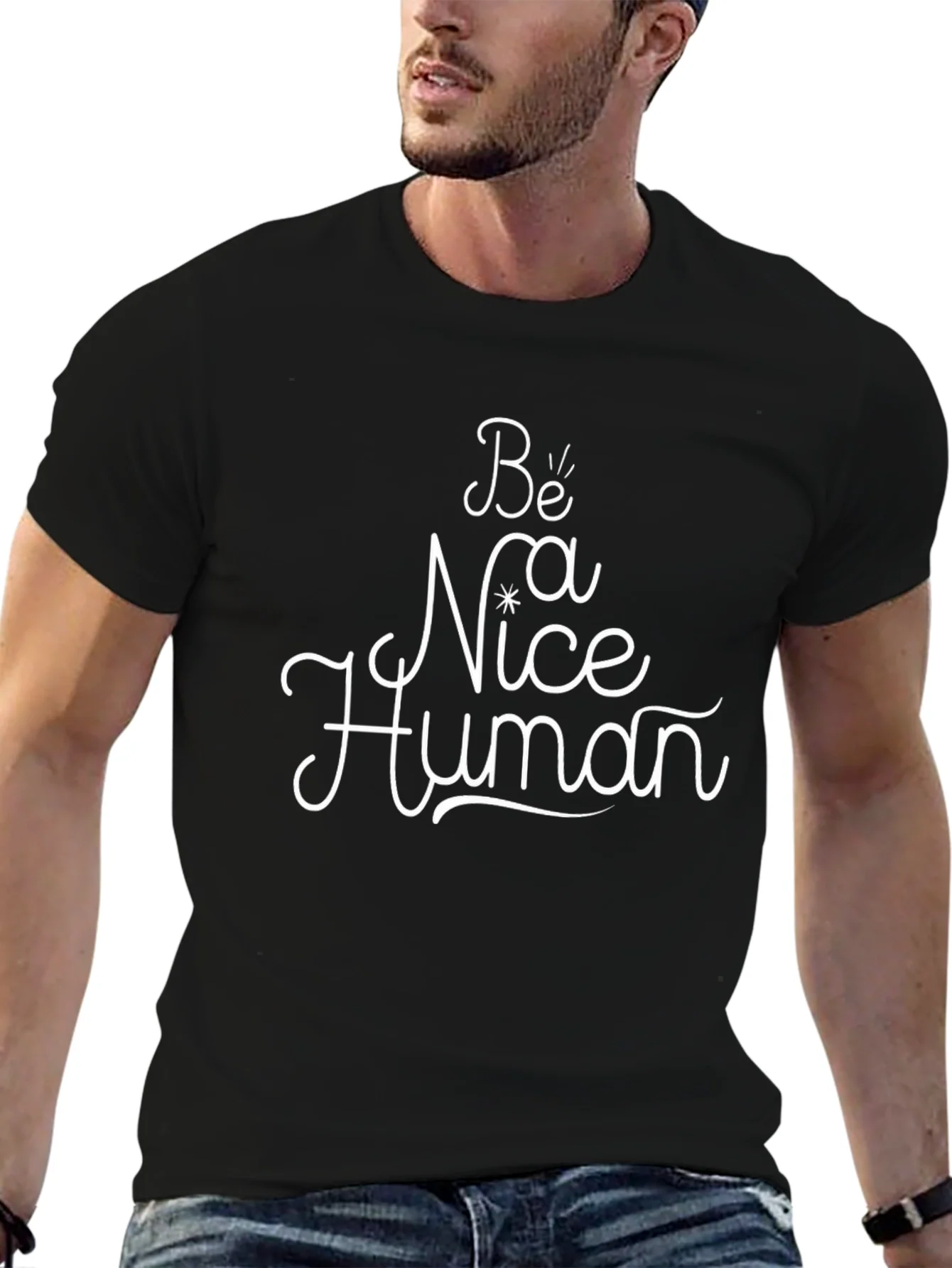 Be Nice Human Black Graphic Tee