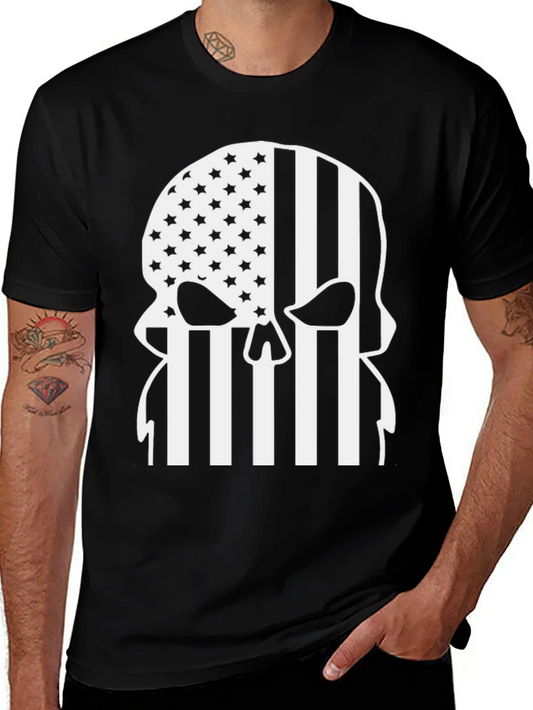 American Flag Punisher Skull Graphic T-Shirt