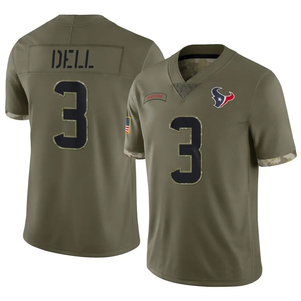 H.Texans #3 Tank Dell Player Salute To Service Olive Football Jerseys