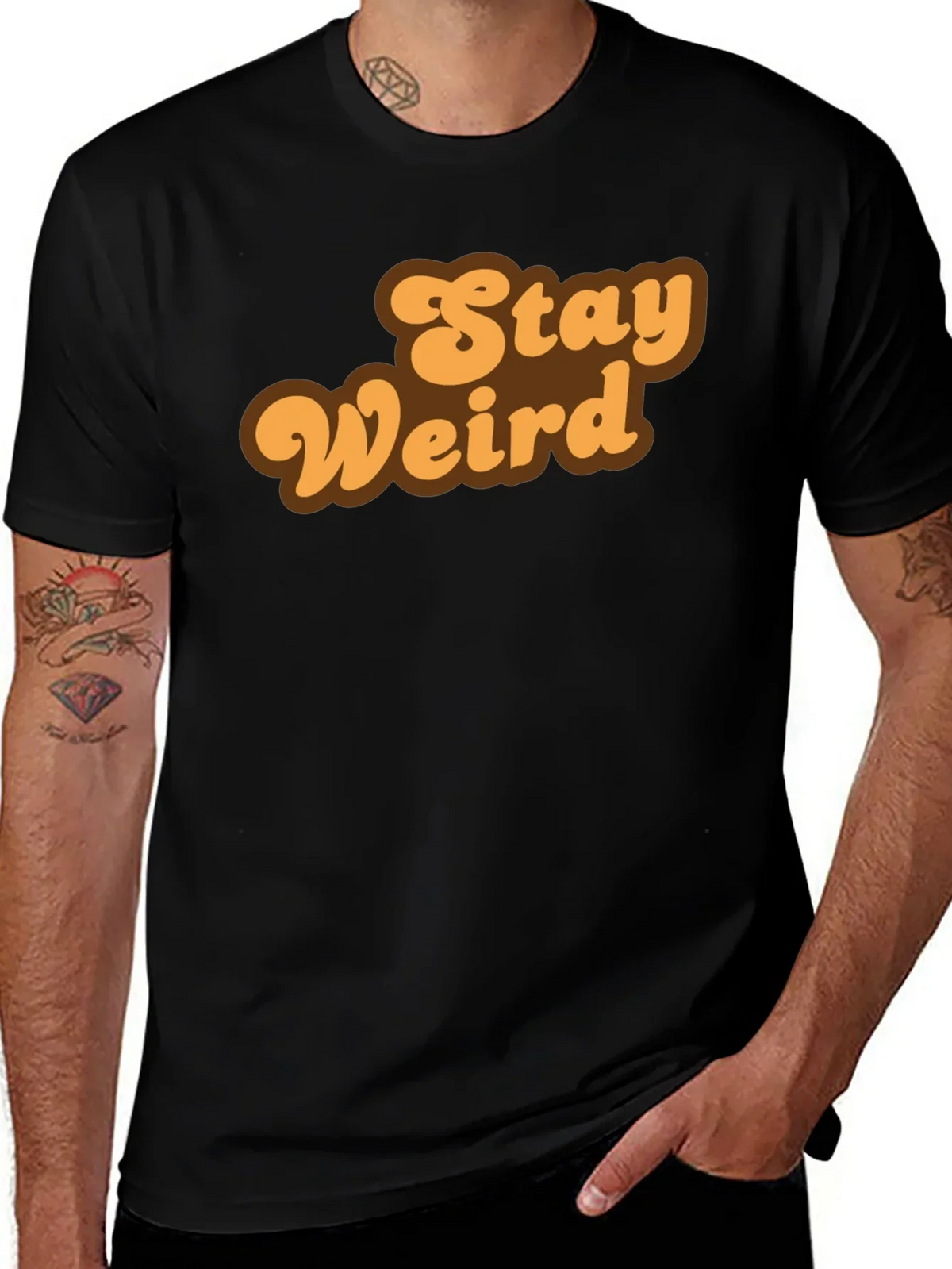 Stay Weird Retro Graphic Tee - Black