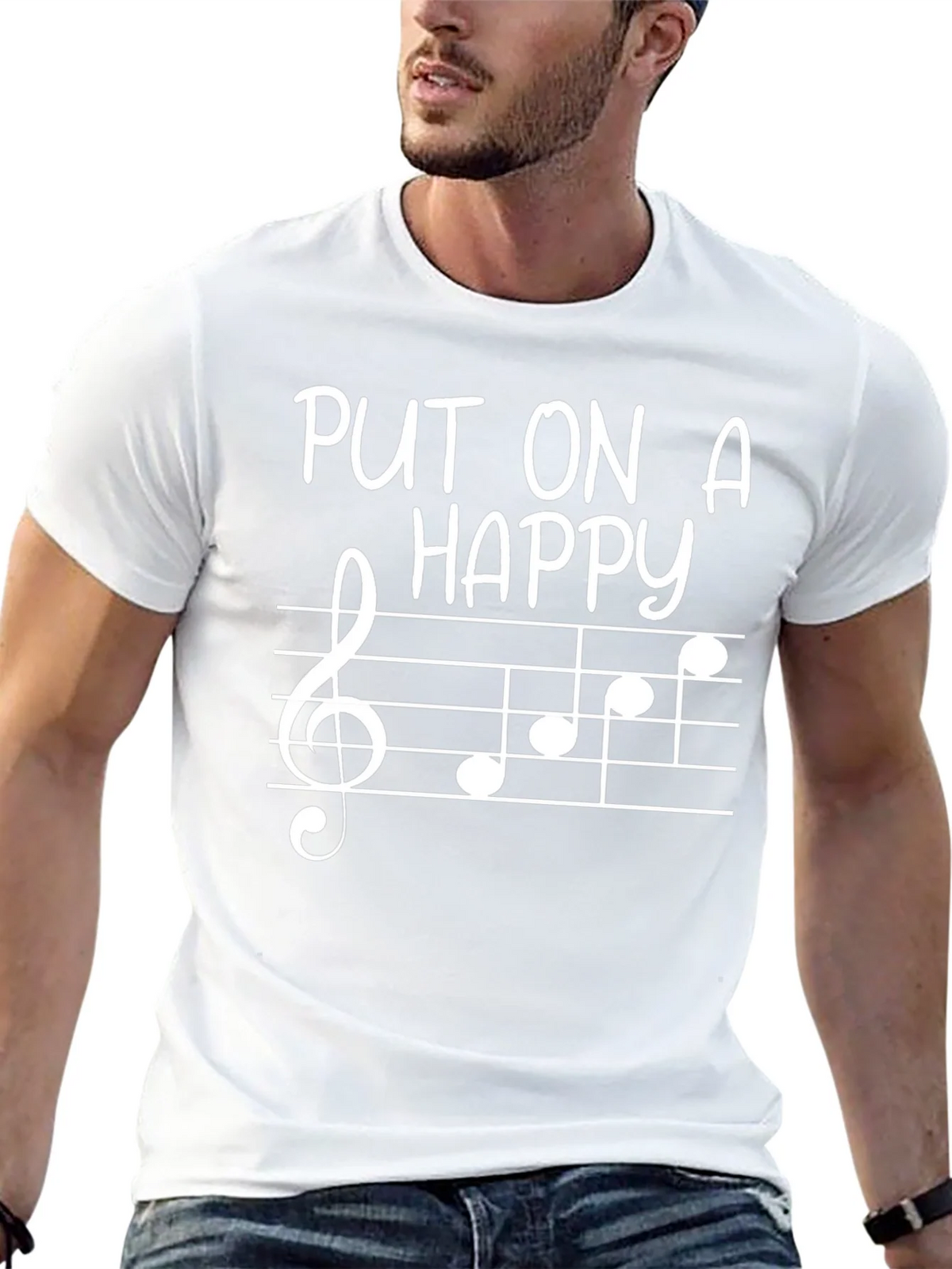 Put On A Happy Face Music Note Tee