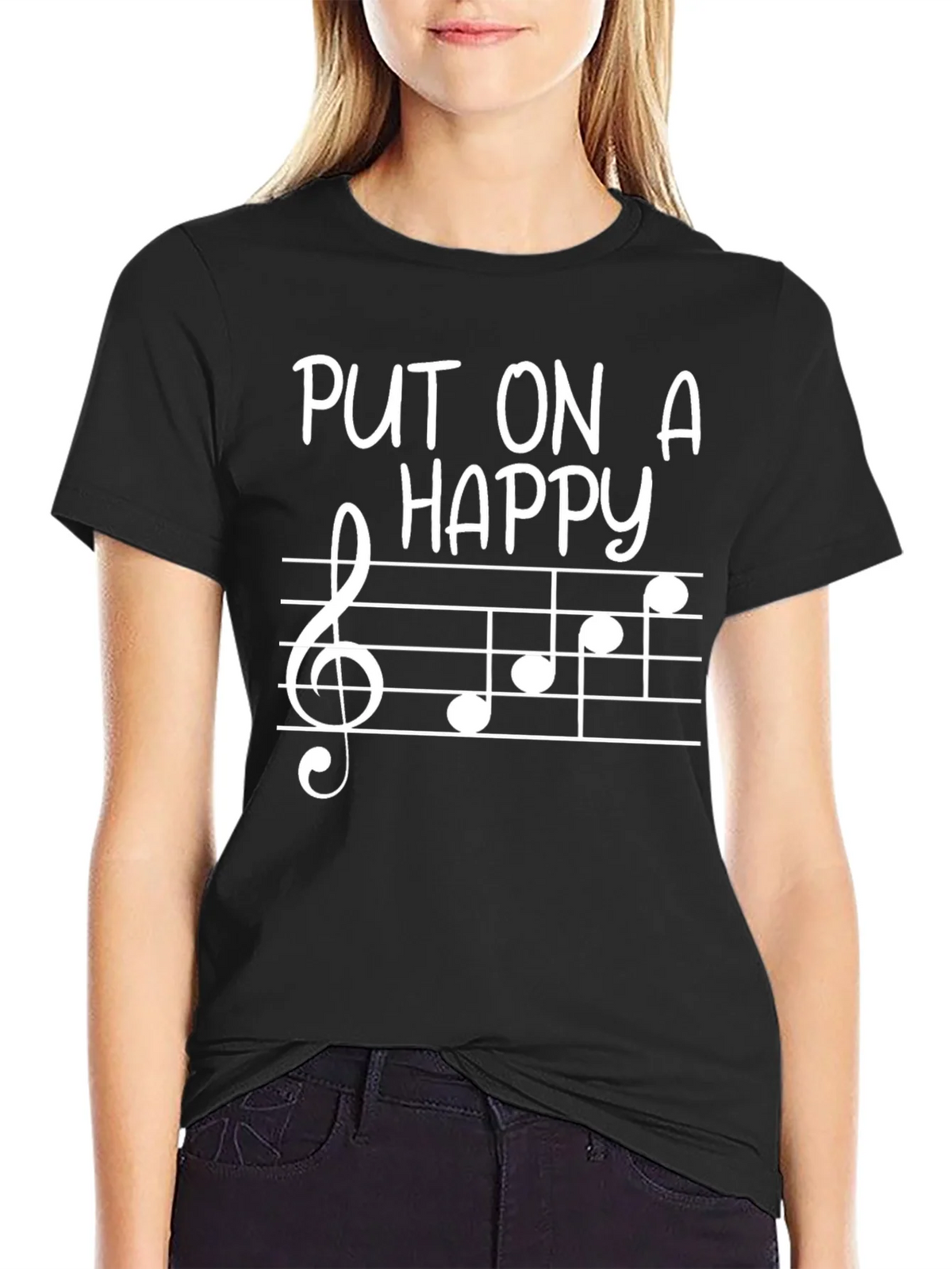Put On A Happy Face Music Note Tee