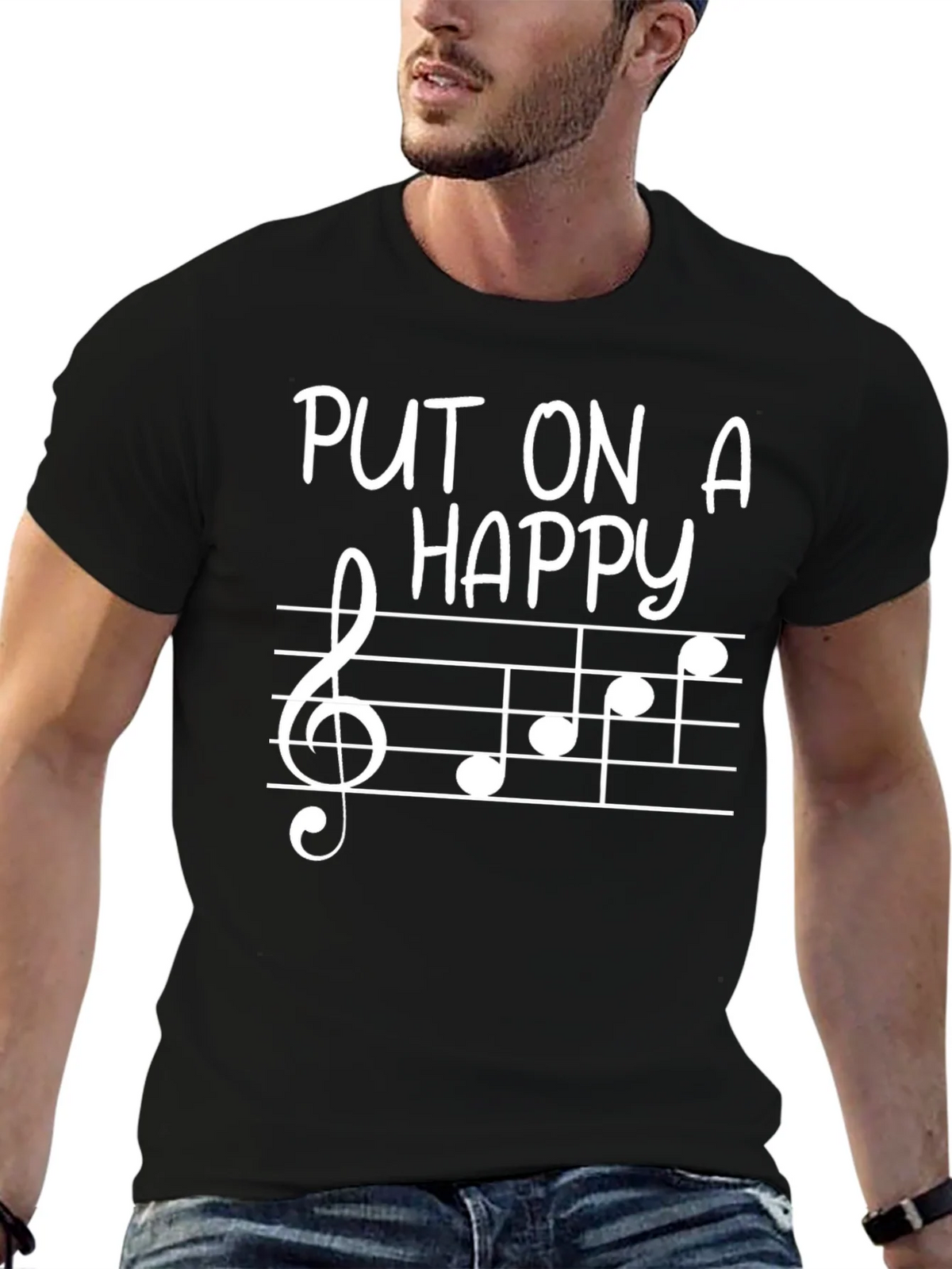 Put On A Happy Face Music Note Tee