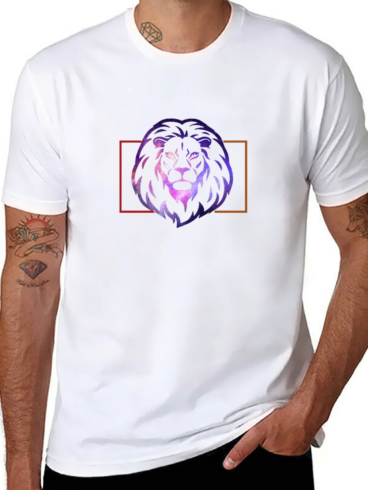 Galaxy Lion Graphic Tee - Stylish Mens Black T-Shirt