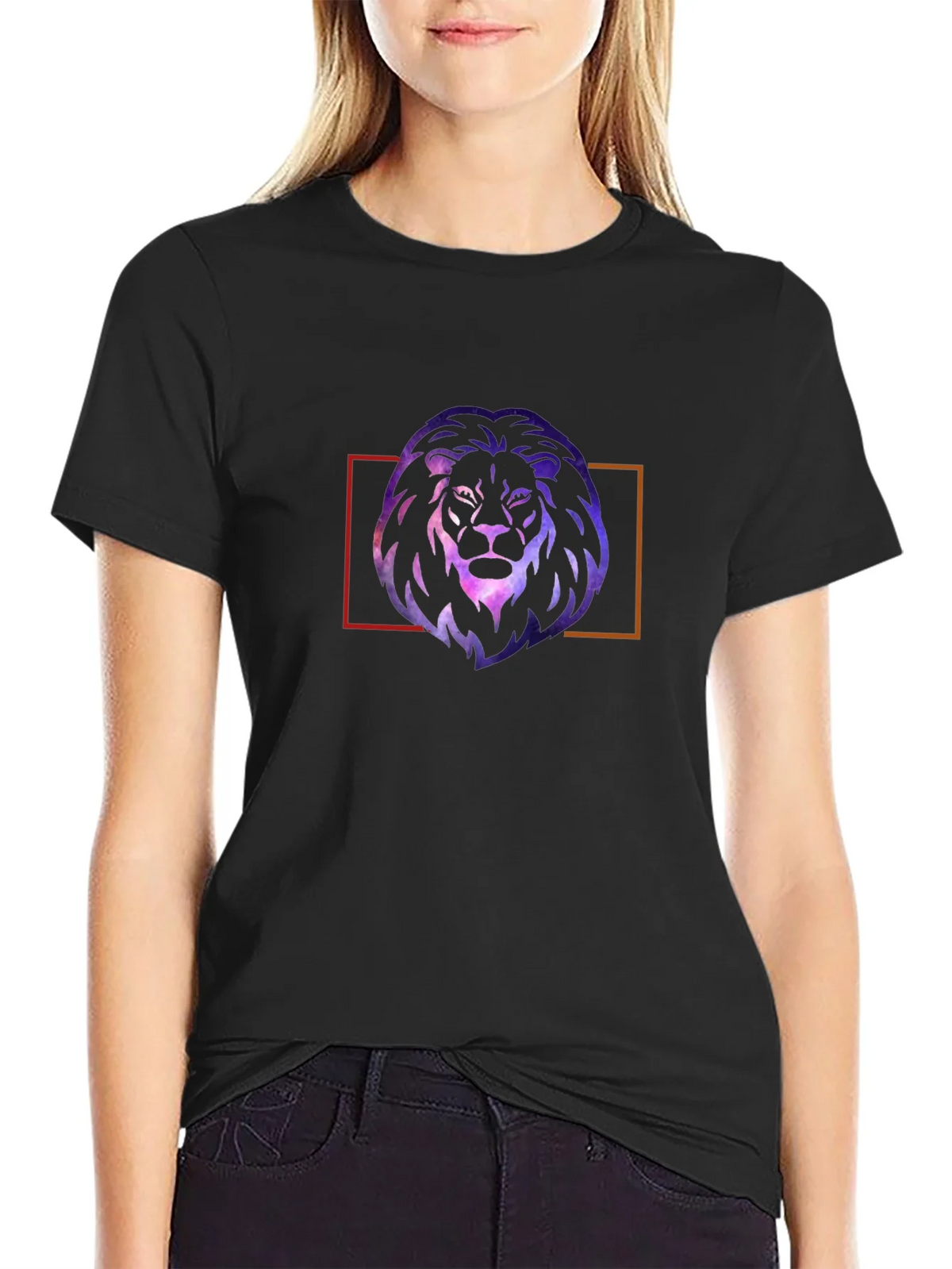 Galaxy Lion Graphic Tee - Stylish Mens Black T-Shirt