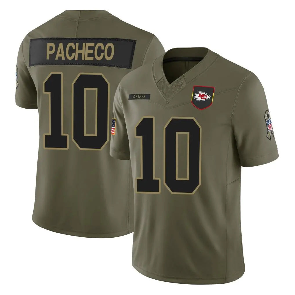 KC.Chiefs #10 Isiah Pacheco Player Olive Salute to Service Limited Football Jerseys