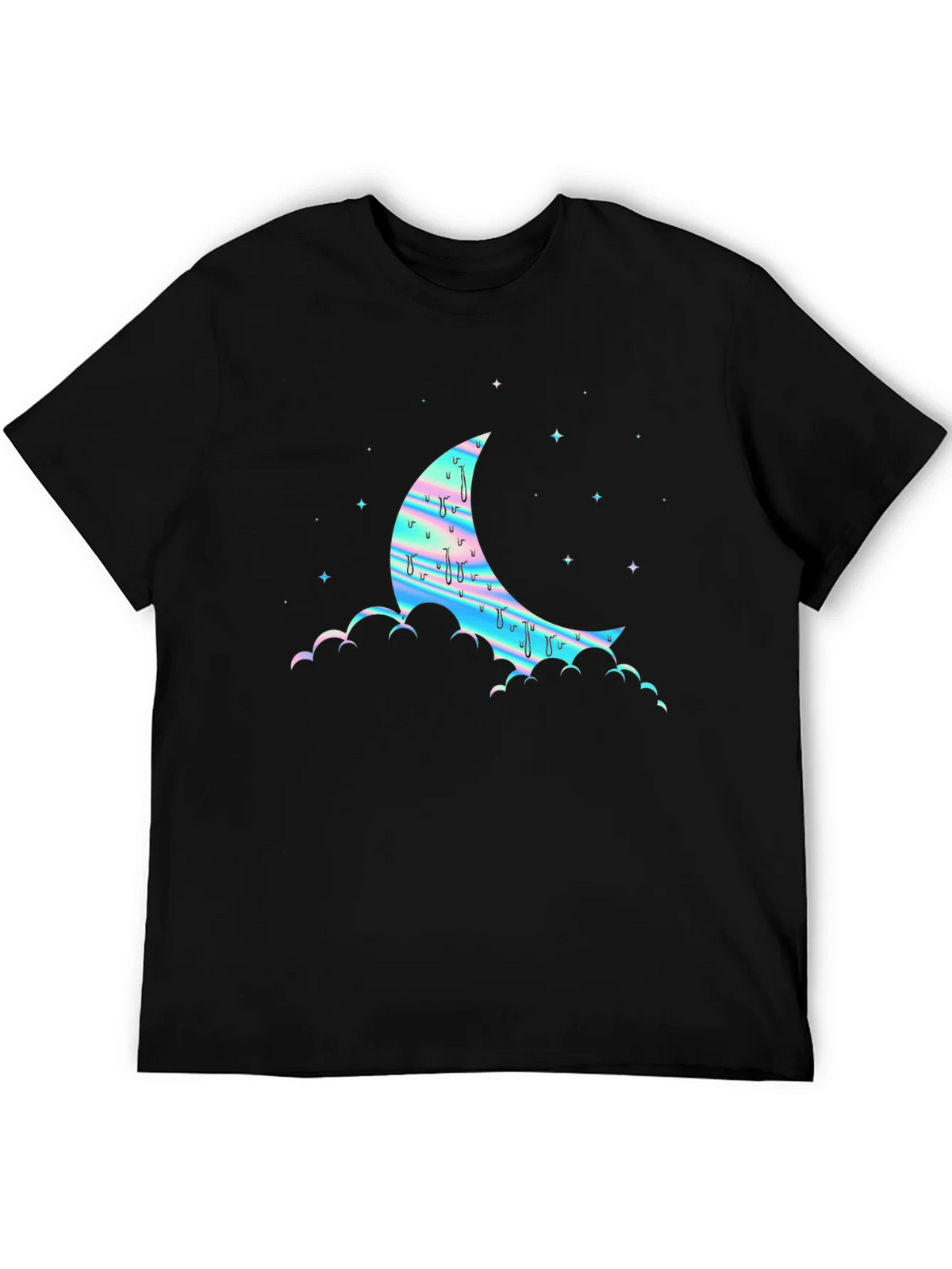 Dreamy Moon Graphic Tee - Black Cotton Blend