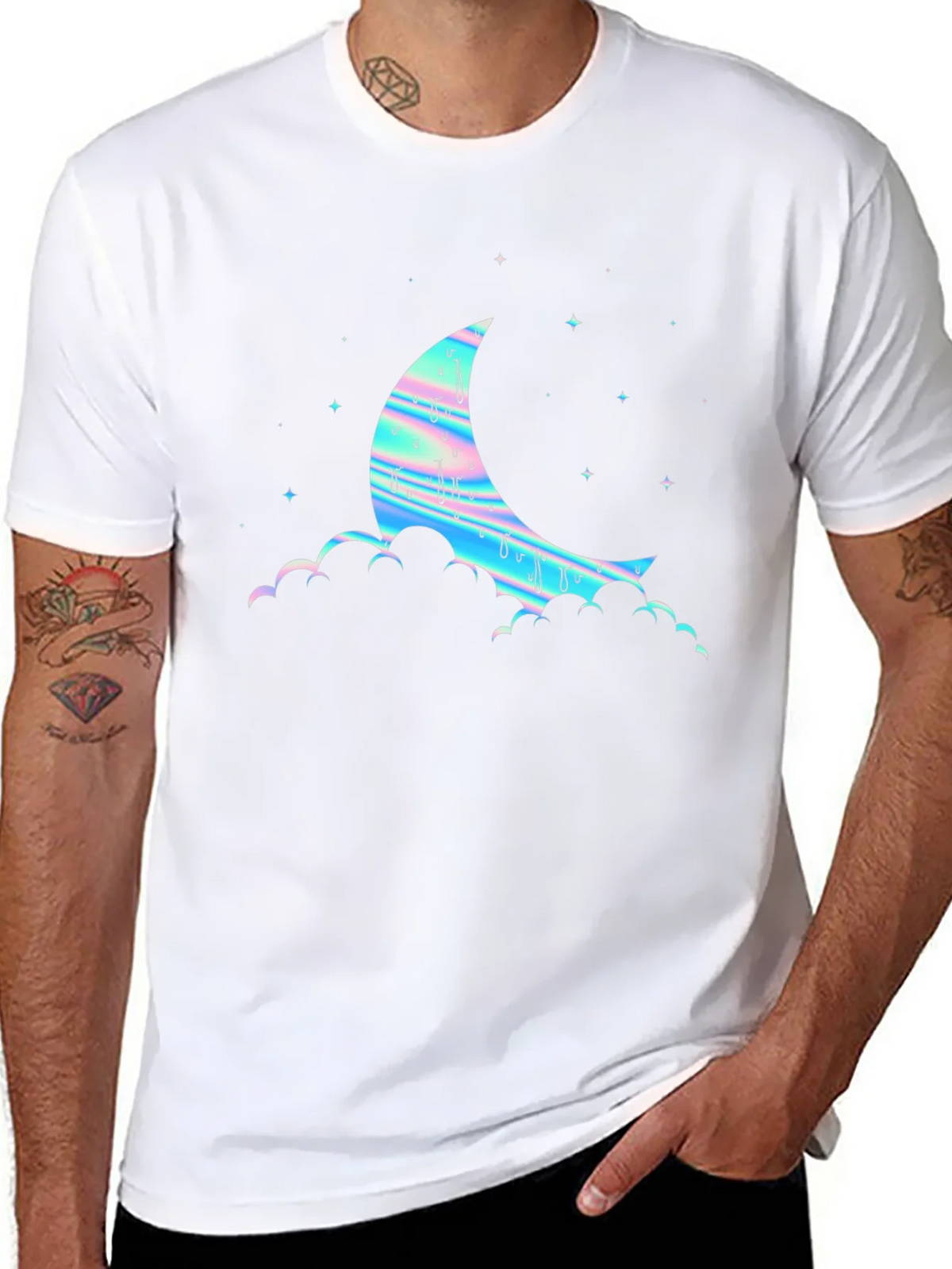 Dreamy Moon Graphic Tee - Black Cotton Blend