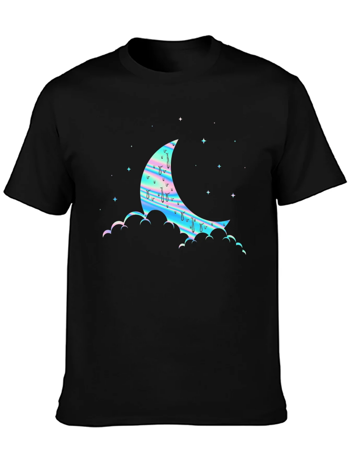 Dreamy Moon Graphic Tee - Black Cotton Blend
