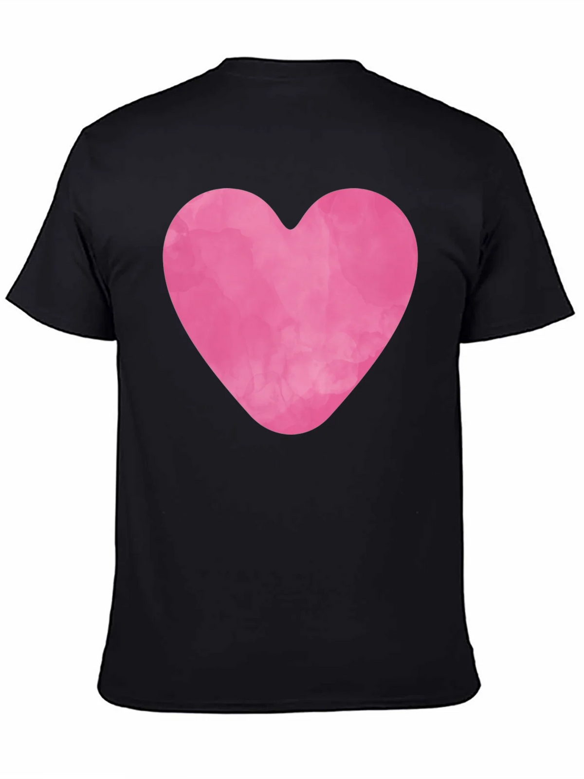 Pink Heart Graphic Black Tee
