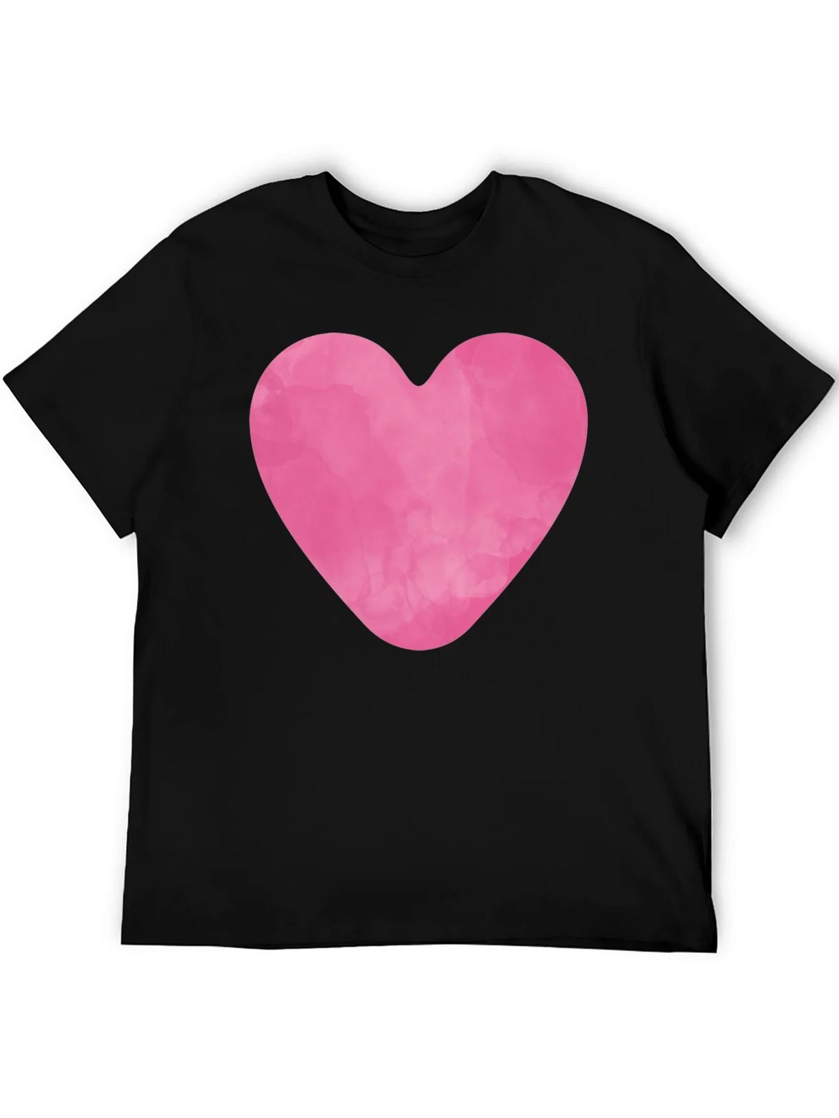 Pink Heart Graphic Black Tee