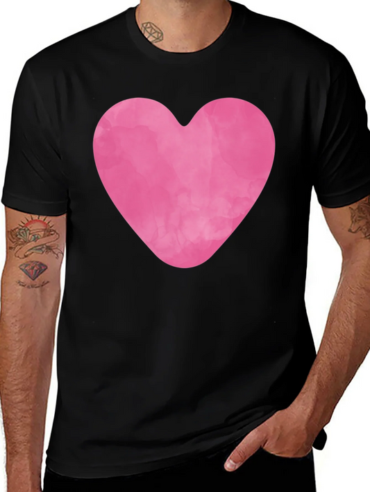 Pink Heart Graphic Black Tee