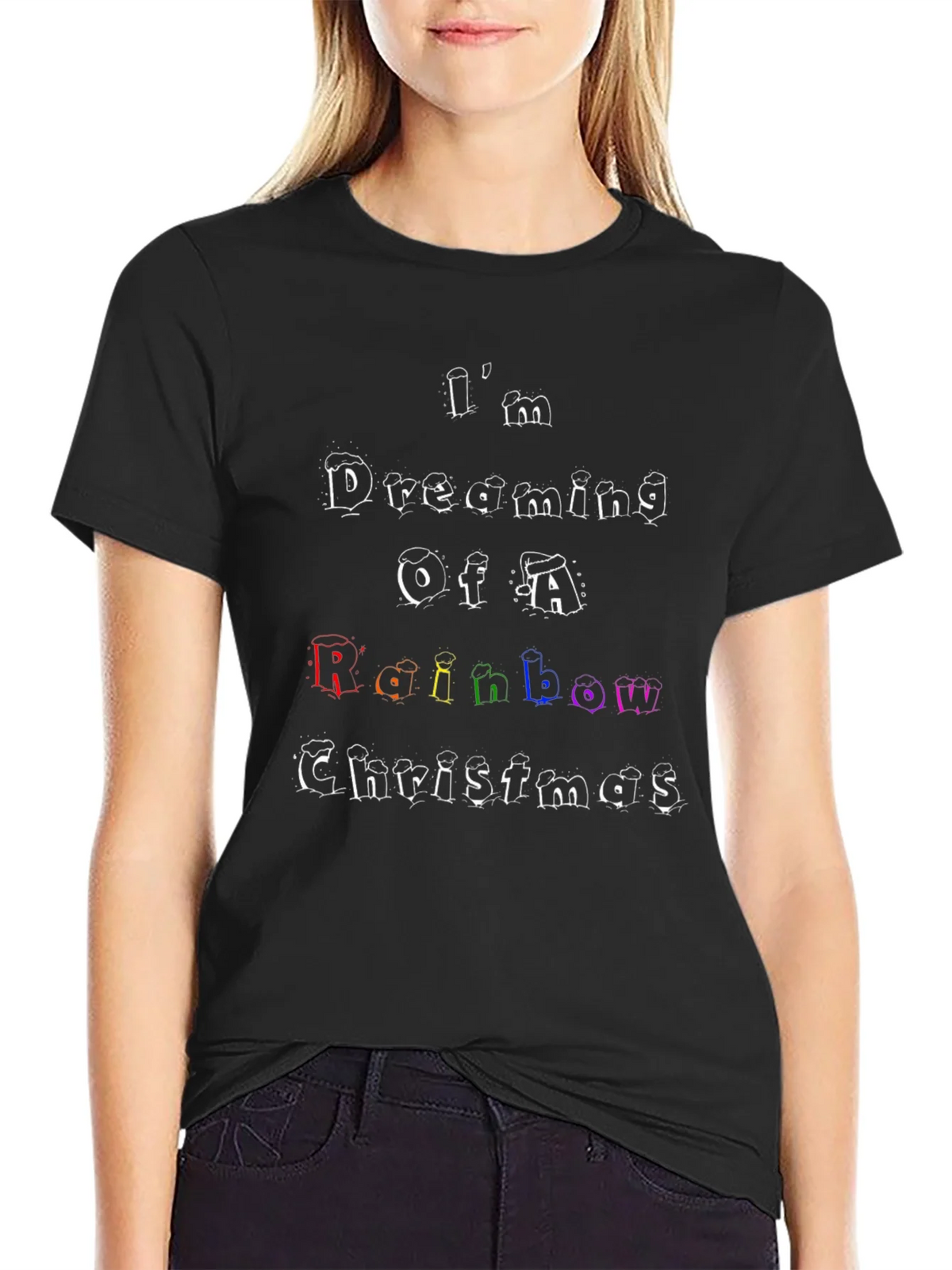 Rainbow Christmas T-Shirt: Im Dreaming Design