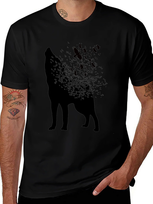 Wolf Silhouette T-Shirt - Unique Bird Design